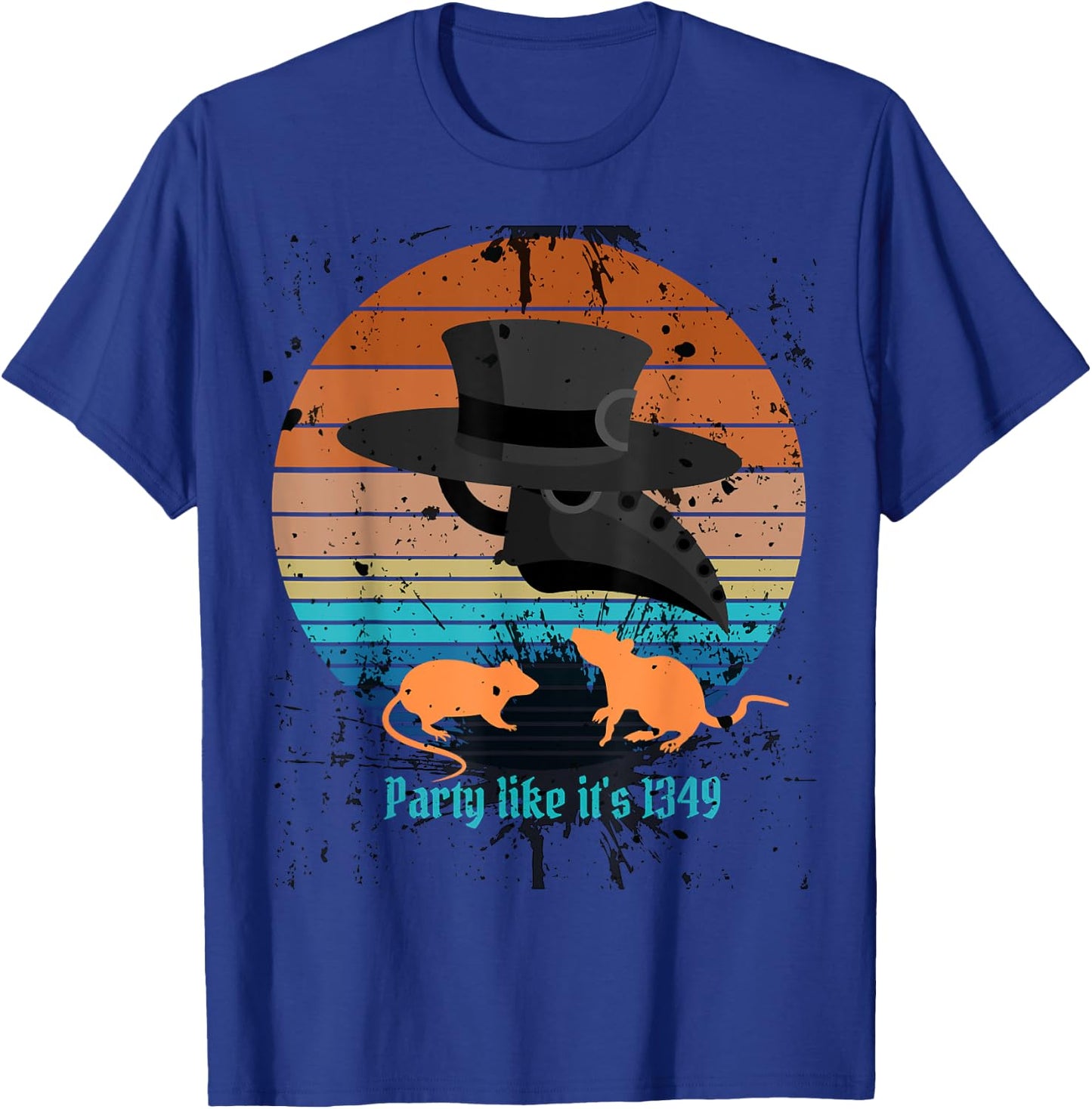 Retro New Year Plague Doctor, Party Like It's 1349, Rats T-Shirt - T-Shirt | Royal