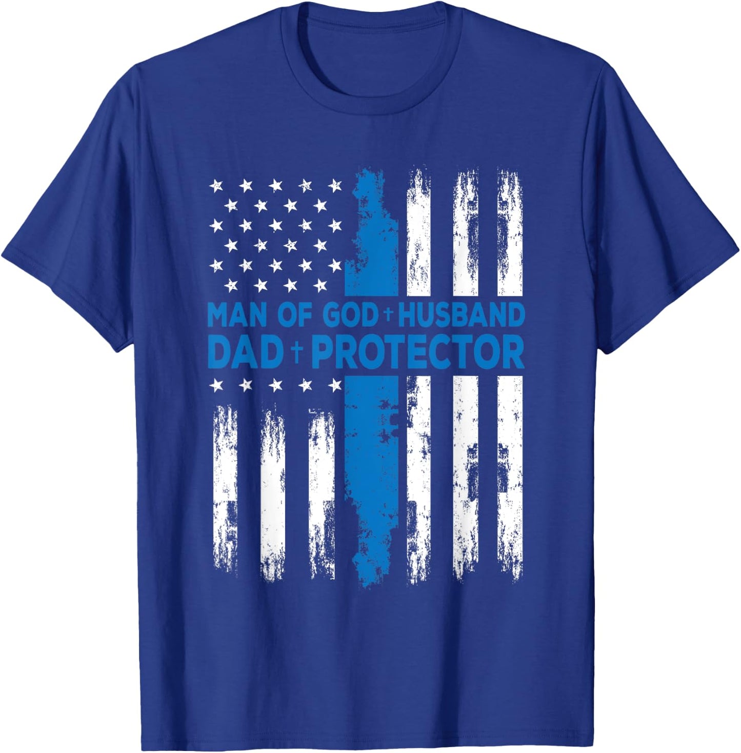 Jesus God Religious Man of God Husband Dad Protector T-Shirt - T-Shirt | Royal