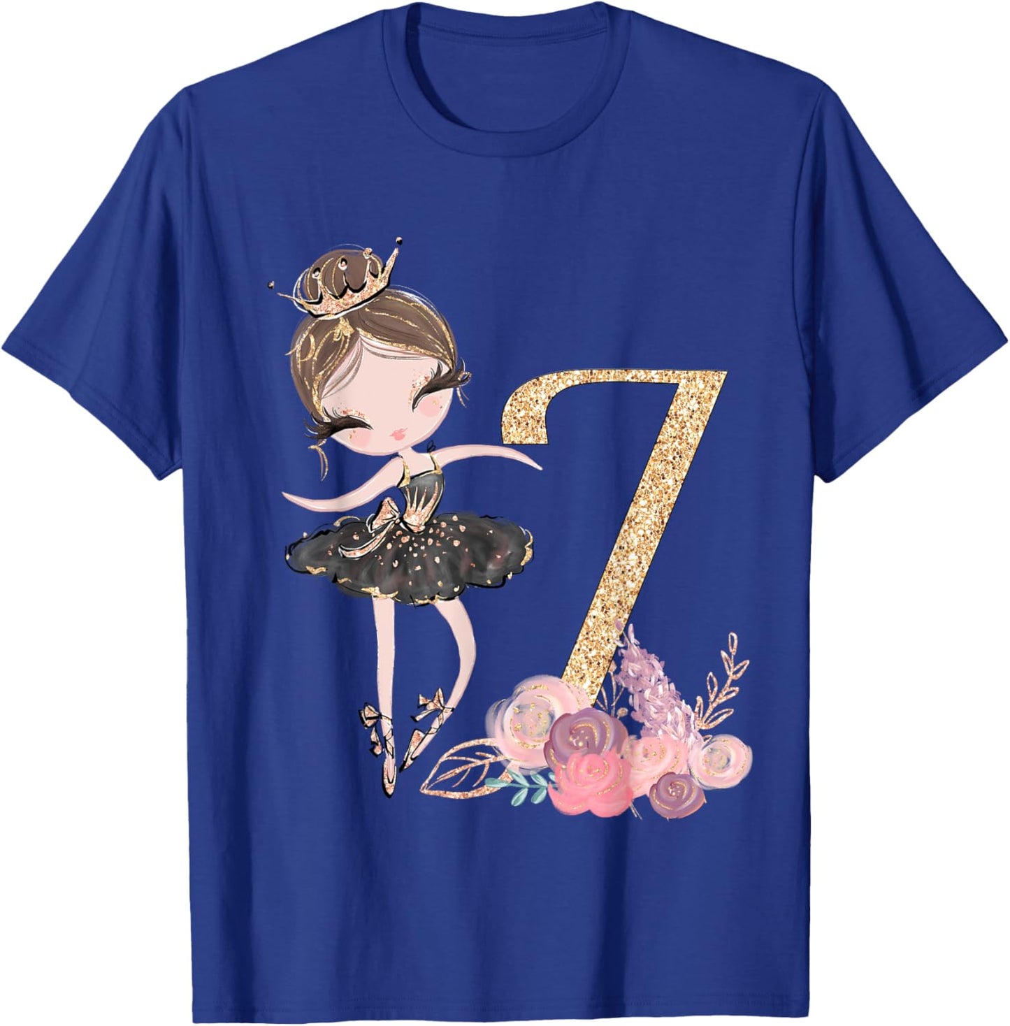 7th Birthday Ballerina Dance School Ballet Tutu Girls Seven T-Shirt - T-Shirt | Royal