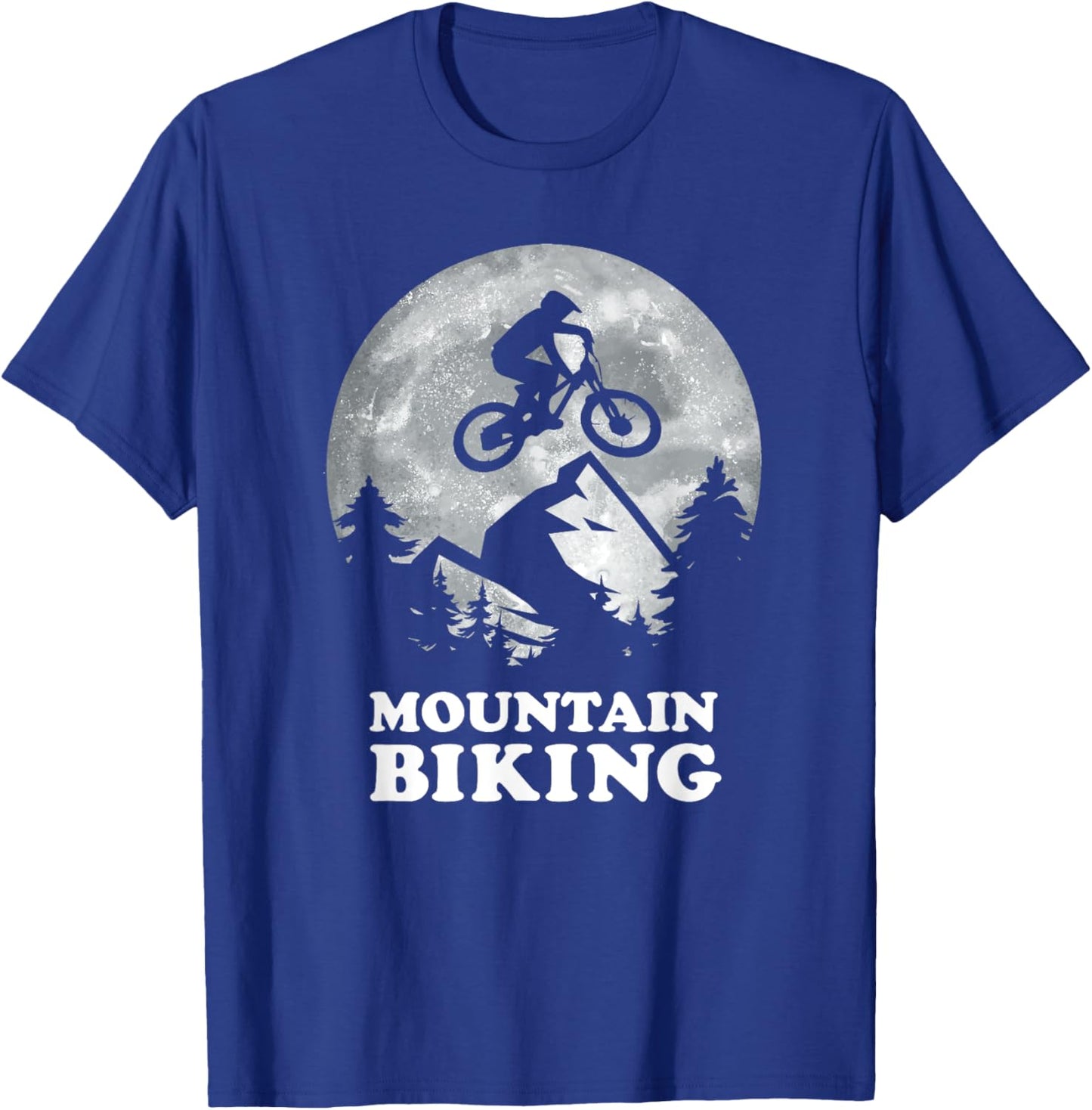 funny men cycling mountain bike MTB moon biking T-Shirt - T-Shirt | Royal