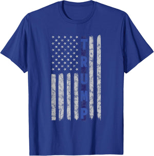 Police Thin Blue Line Trump American Flag USA T-Shirt - T-Shirt | Royal