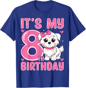 It's My 8th Birthday Cute Puppy Dog Kids 8 Years Old T-Shirt - T-Shirt | Royal
