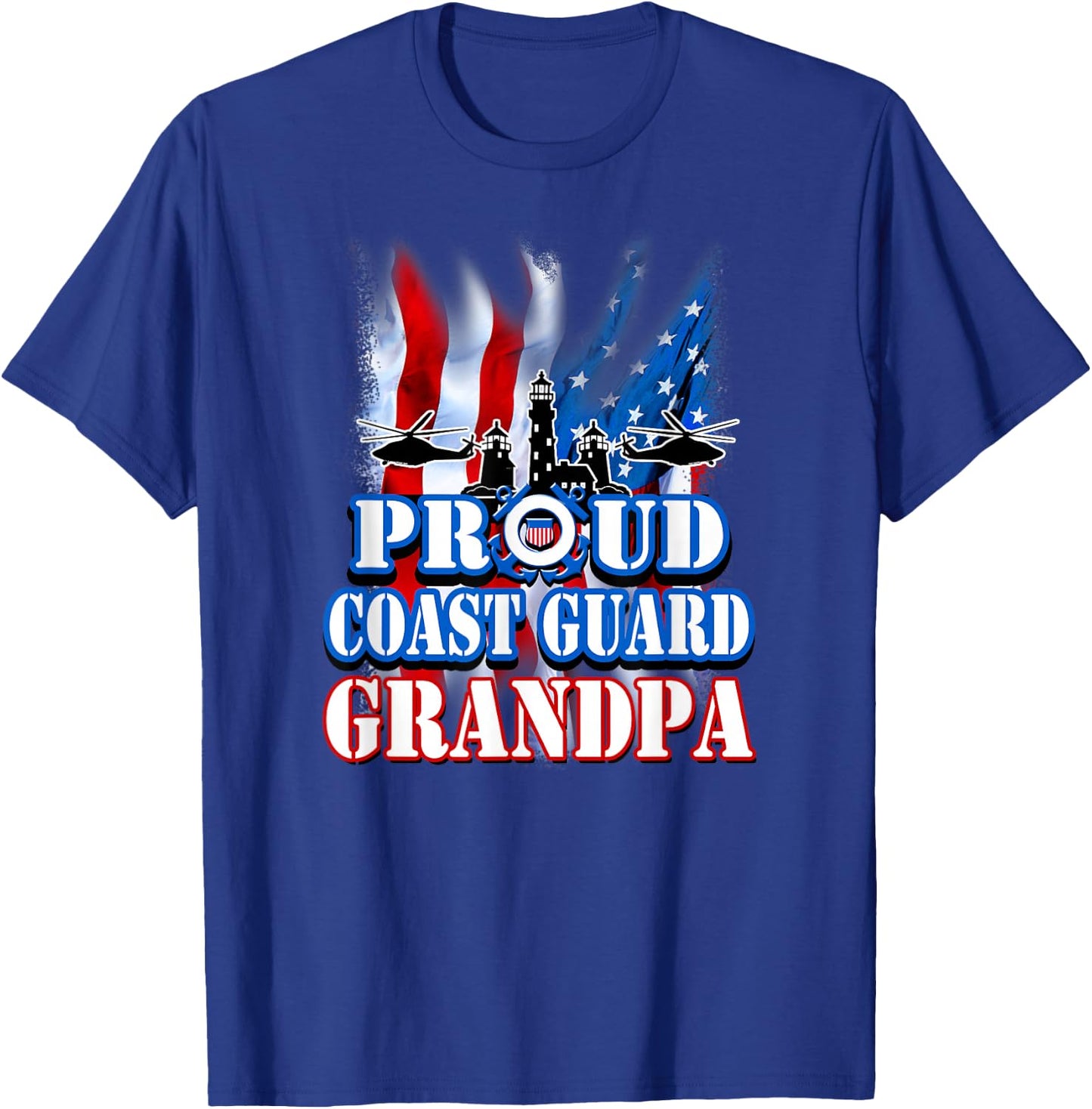 Coast Guard Grandpa USA Flag Military Men T-Shirt - T-Shirt | Royal