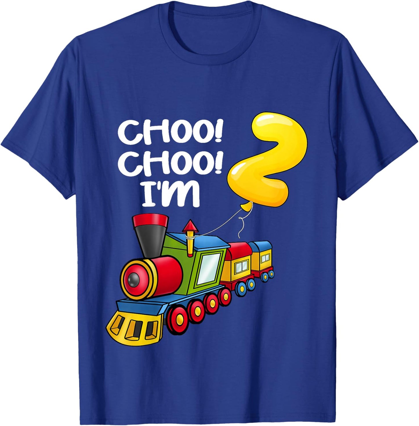 Kids Choo Choo I'm 2 Years Old Locomotive Boys Train 2nd Birthday T-Shirt - T-Shirt | Royal