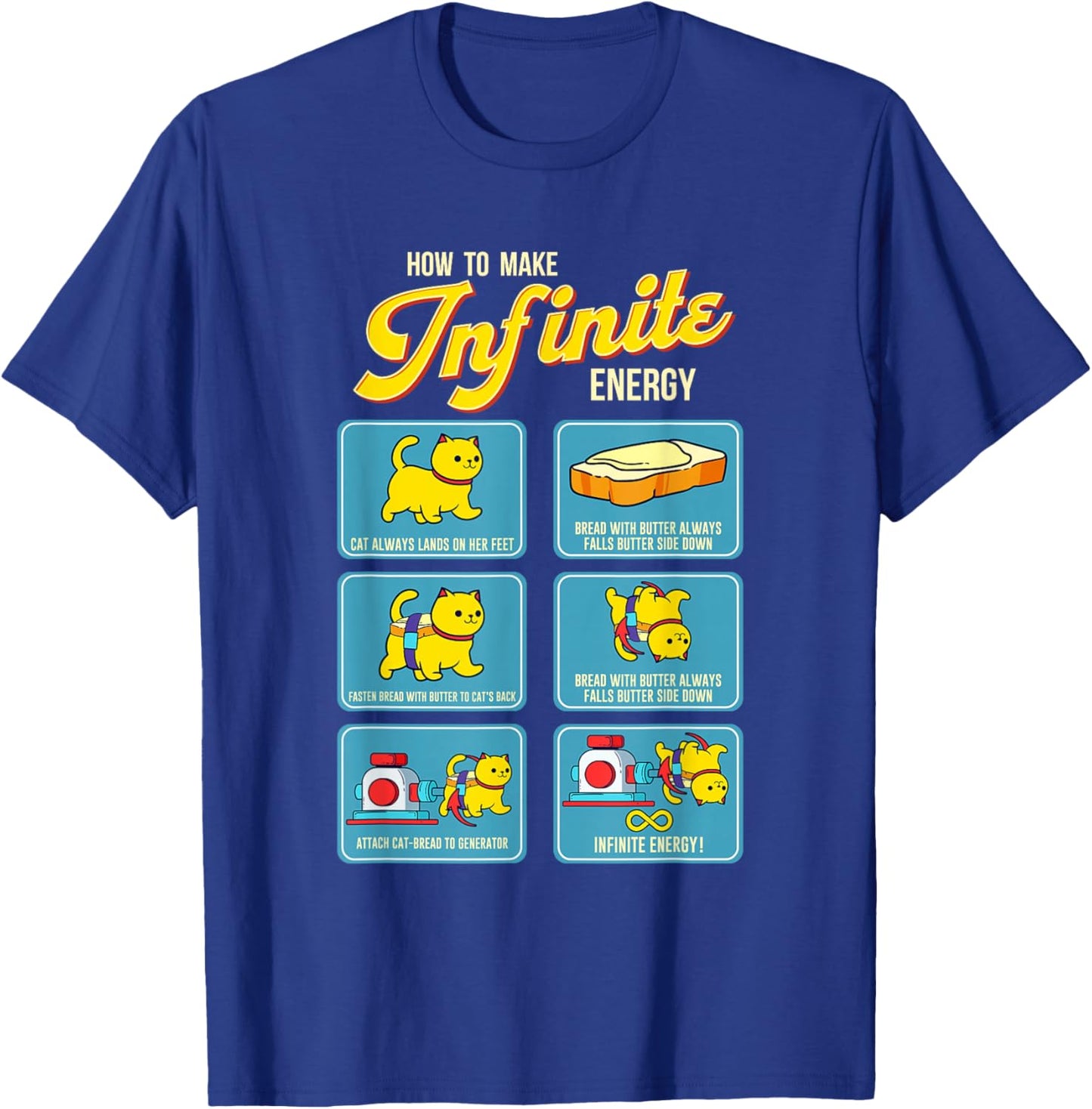 Funny Math Infinite Energy Cat And Mechanical Engineering T-Shirt - T-Shirt | Royal