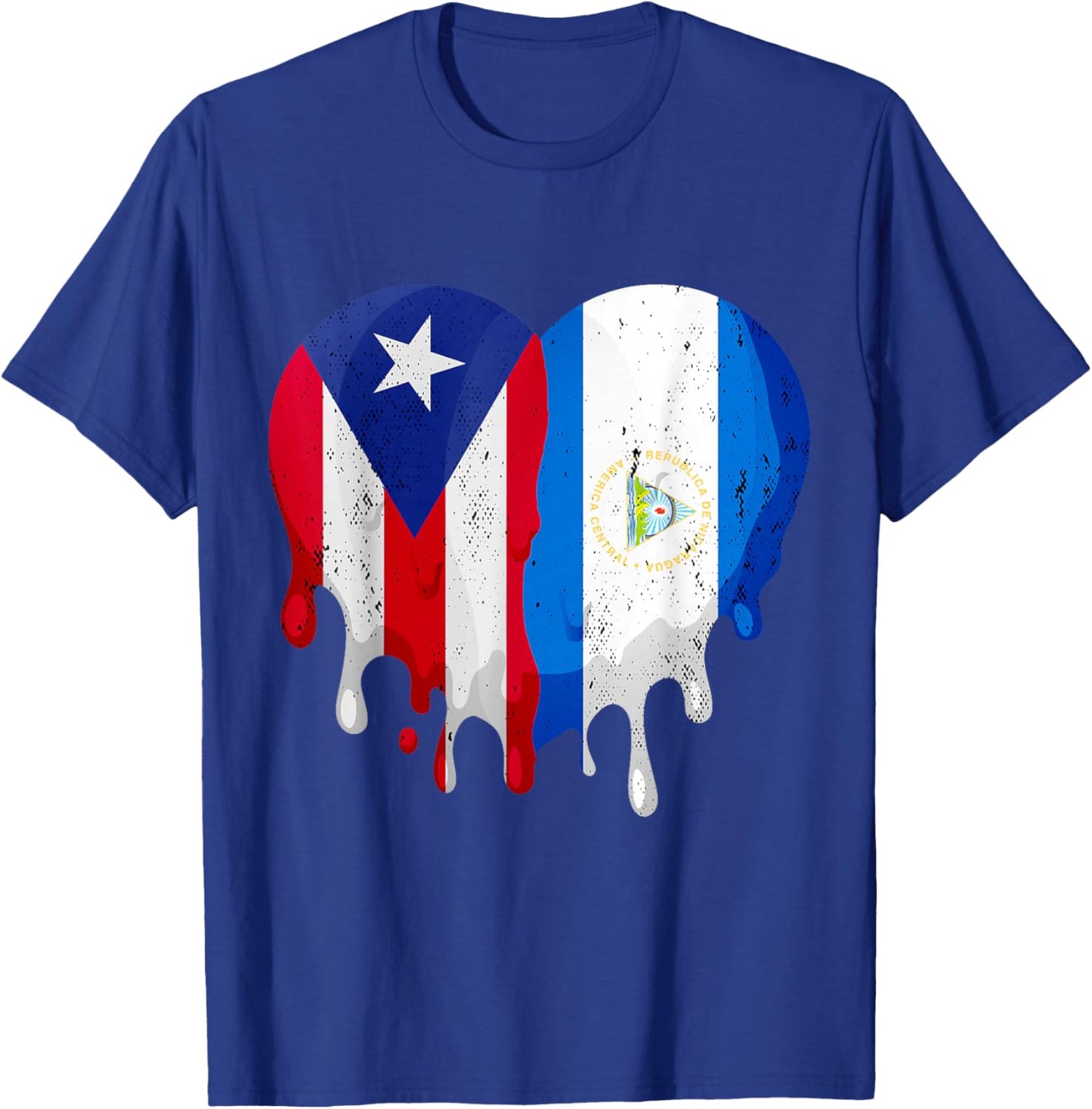 Puerto Rico Nicaragua Flag Heart Grown Patriot Country T-Shirt - T-Shirt | Royal