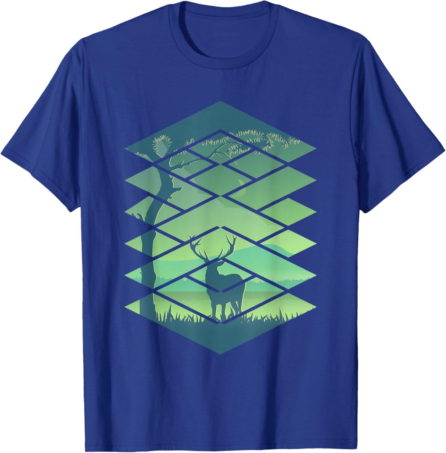 Forest Nature Square Minimalism Deer T-Shirt - T-Shirt | Royal