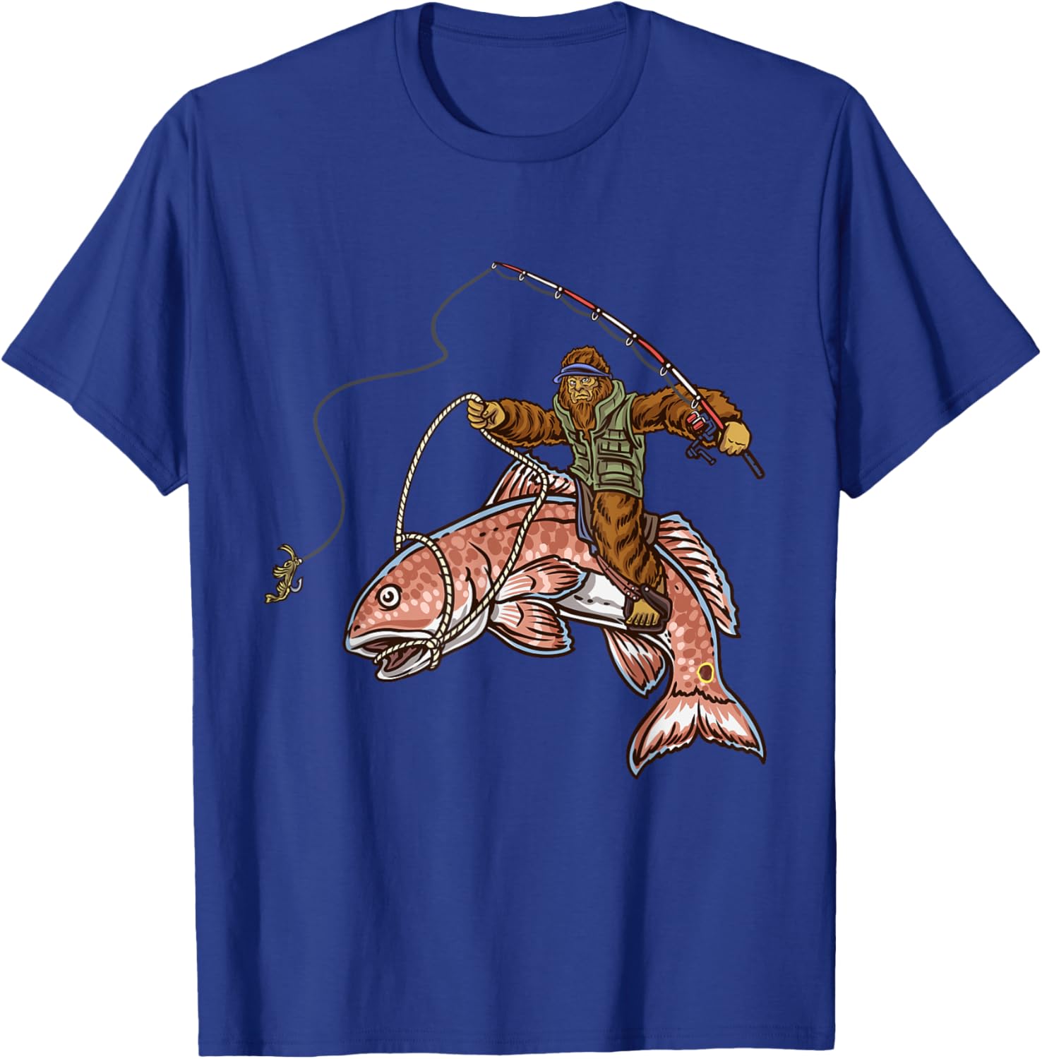 Redfish Fishing Hunting Bigfoot Fishermen T-Shirt - T-Shirt | Royal