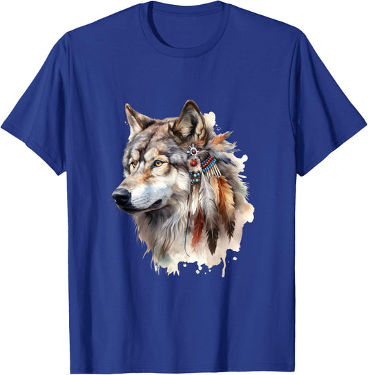 Native American Tribe Wolf T-Shirt - T-Shirt | Royal