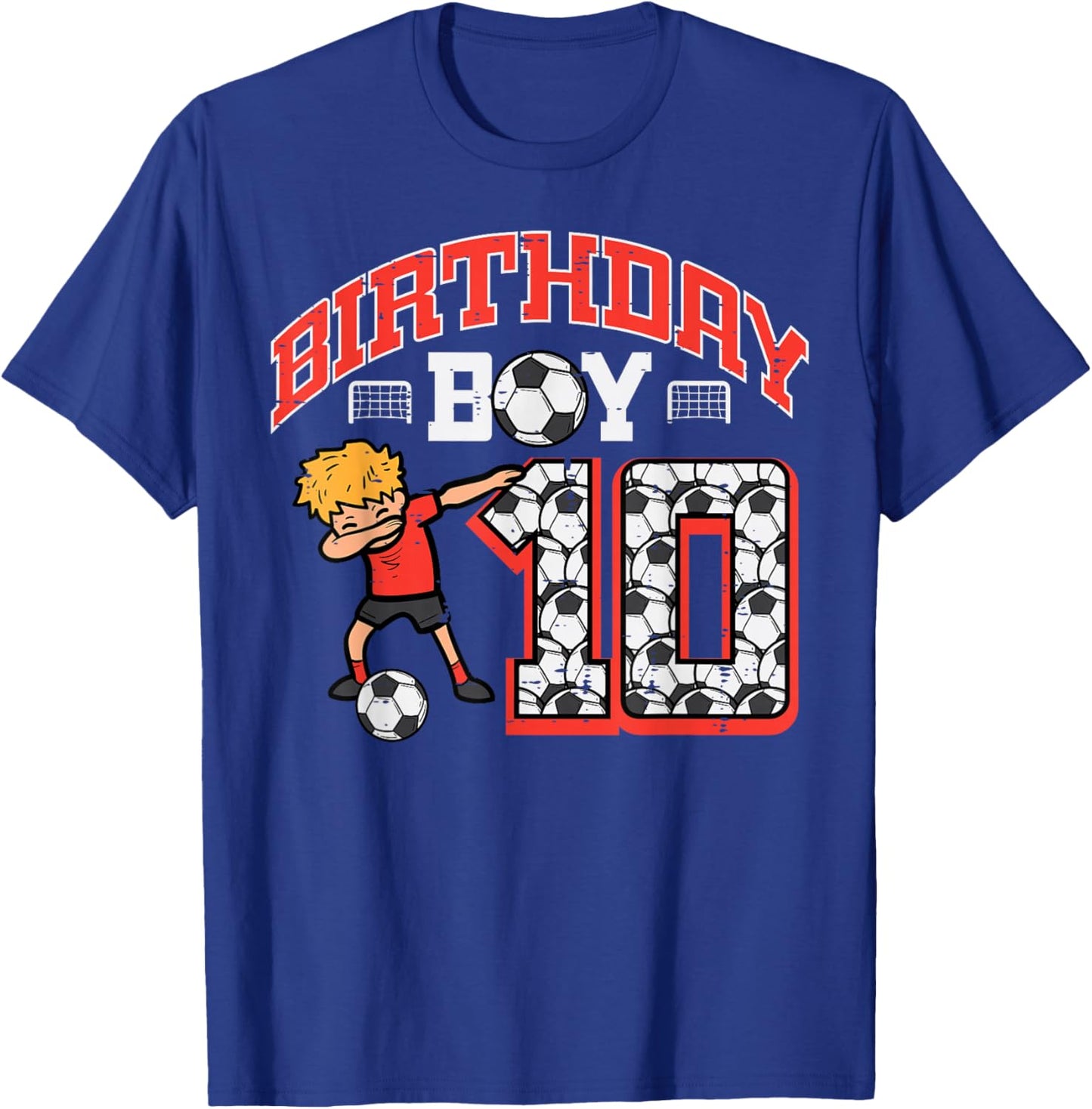 Birthday Boy 10 Soccer Dab 10th Birthday Party Football Boys T-Shirt - T-Shirt | Royal
