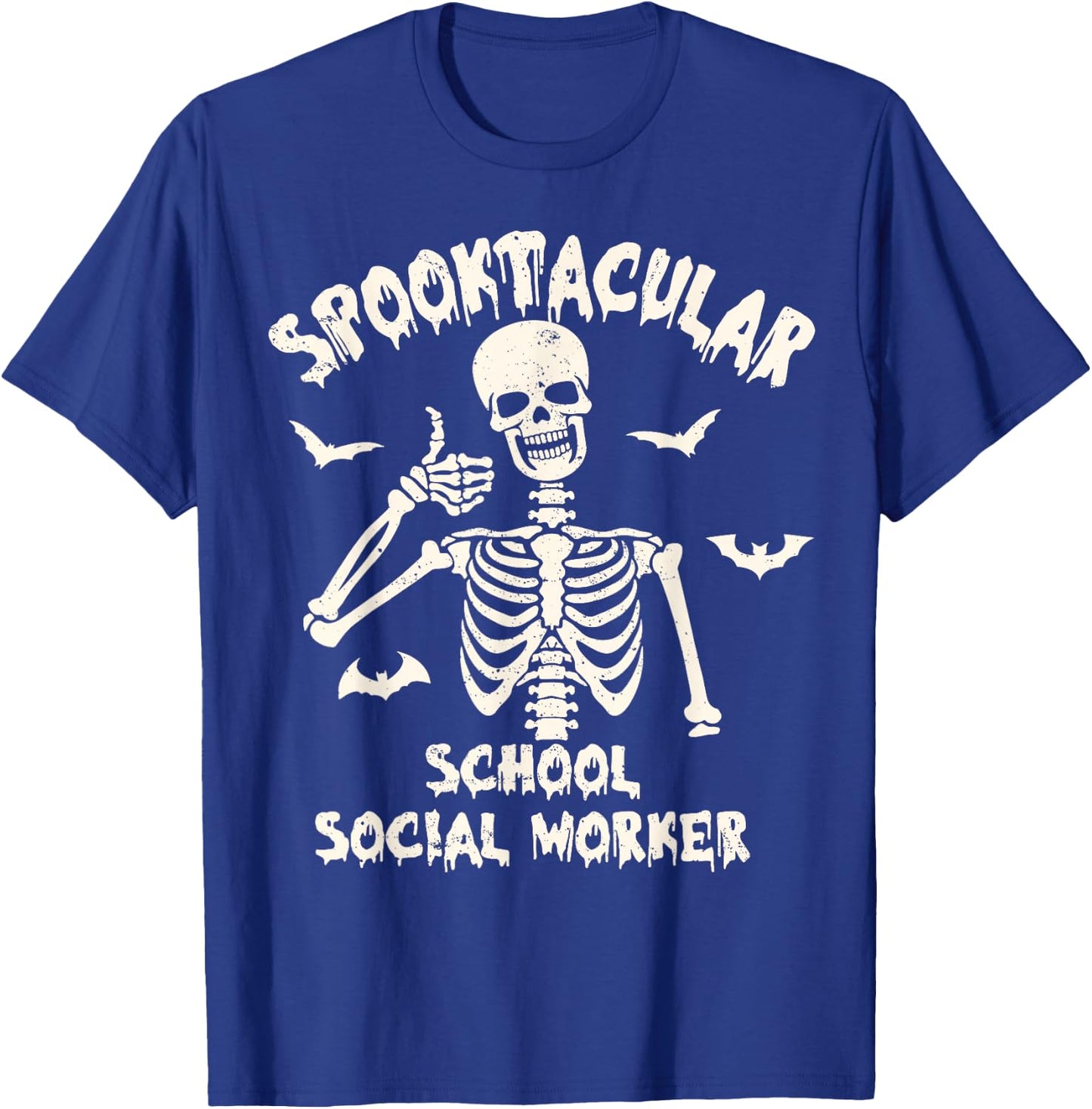 Spooktacular School Social Worker Funny Skeleton Halloween T-Shirt - T-Shirt | Royal