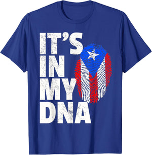 IT'S IN MY DNA Puerto Rico Flag Rican National Pride Roots T-Shirt - T-Shirt | Royal