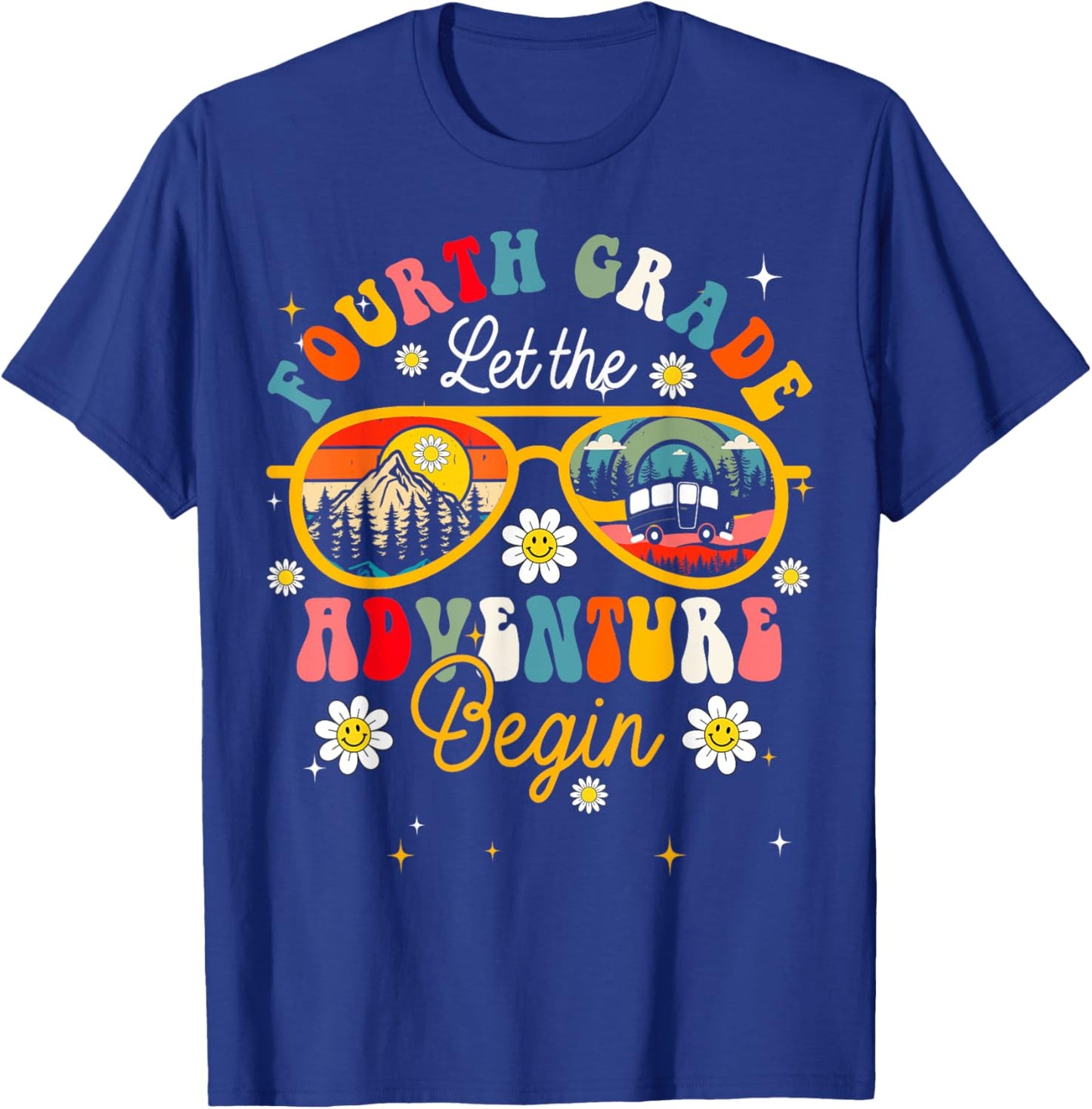 Let The 4th Grade Adventure Begin Fourth Grade Teacher T-Shirt - T-Shirt | Royal