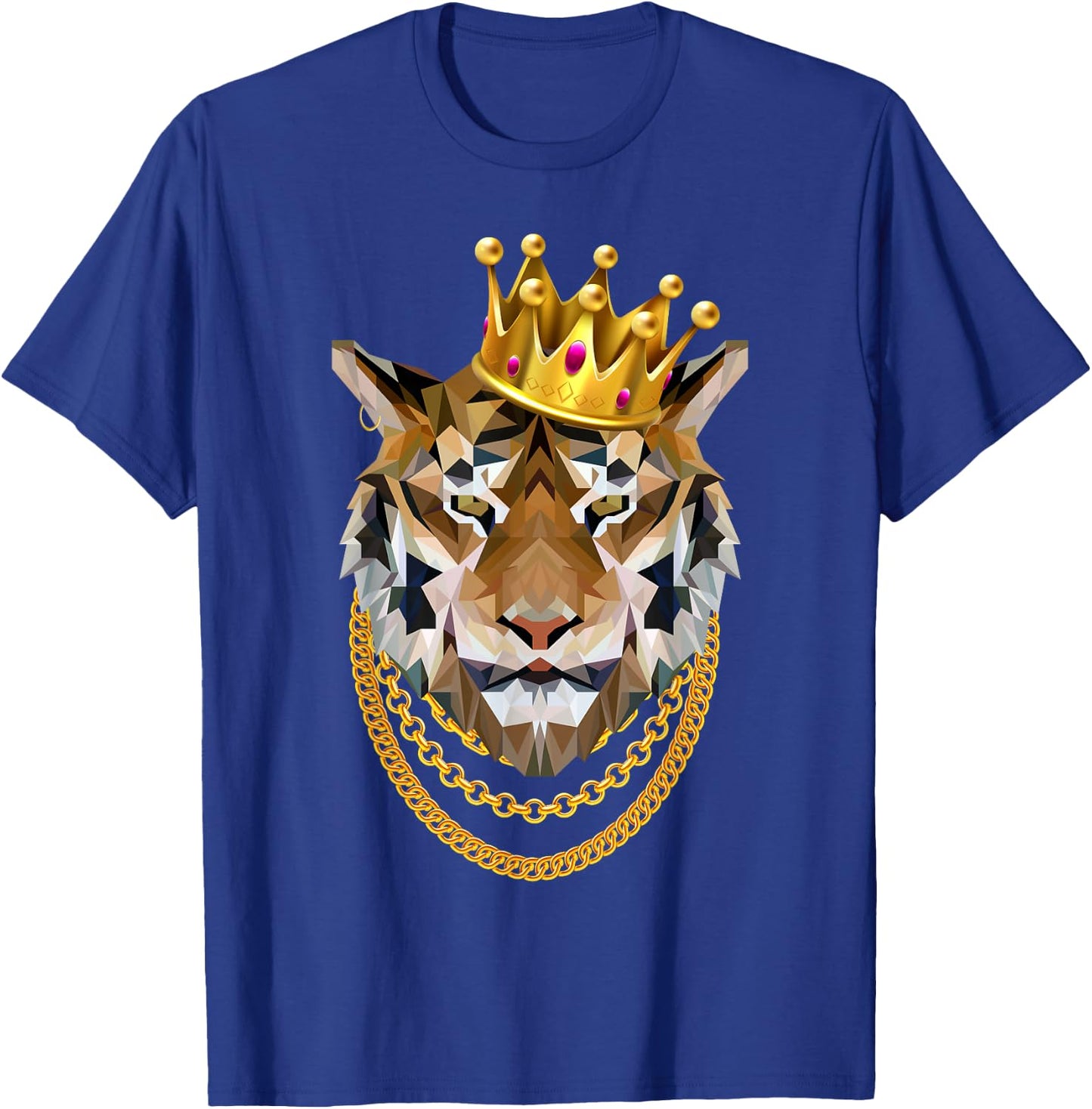 Siberian Tiger Gangster Crown King Chain T-Shirt - T-Shirt | Royal