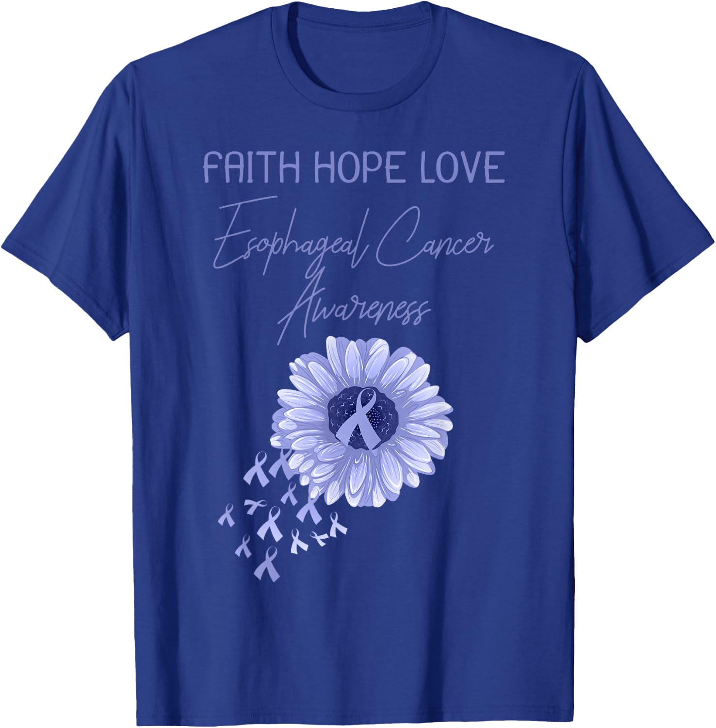Faith Hope Love Esophageal Cancer Periwinkle Ribbon T-Shirt - T-Shirt | Royal
