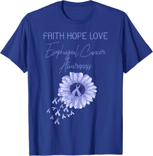 Faith Hope Love Esophageal Cancer Periwinkle Ribbon T-Shirt - T-Shirt | Royal