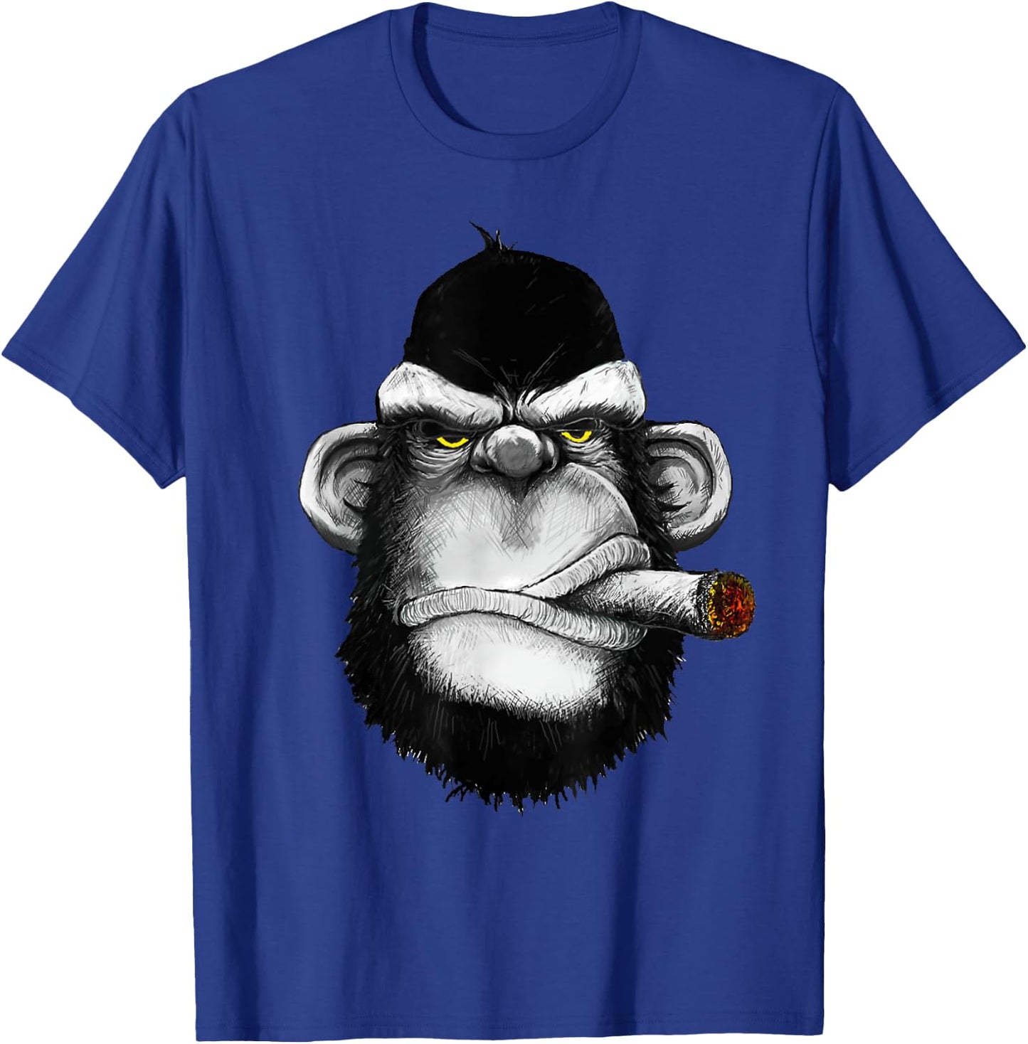 Monkey Smoking Cigar Weed T-Shirt - T-Shirt | Royal