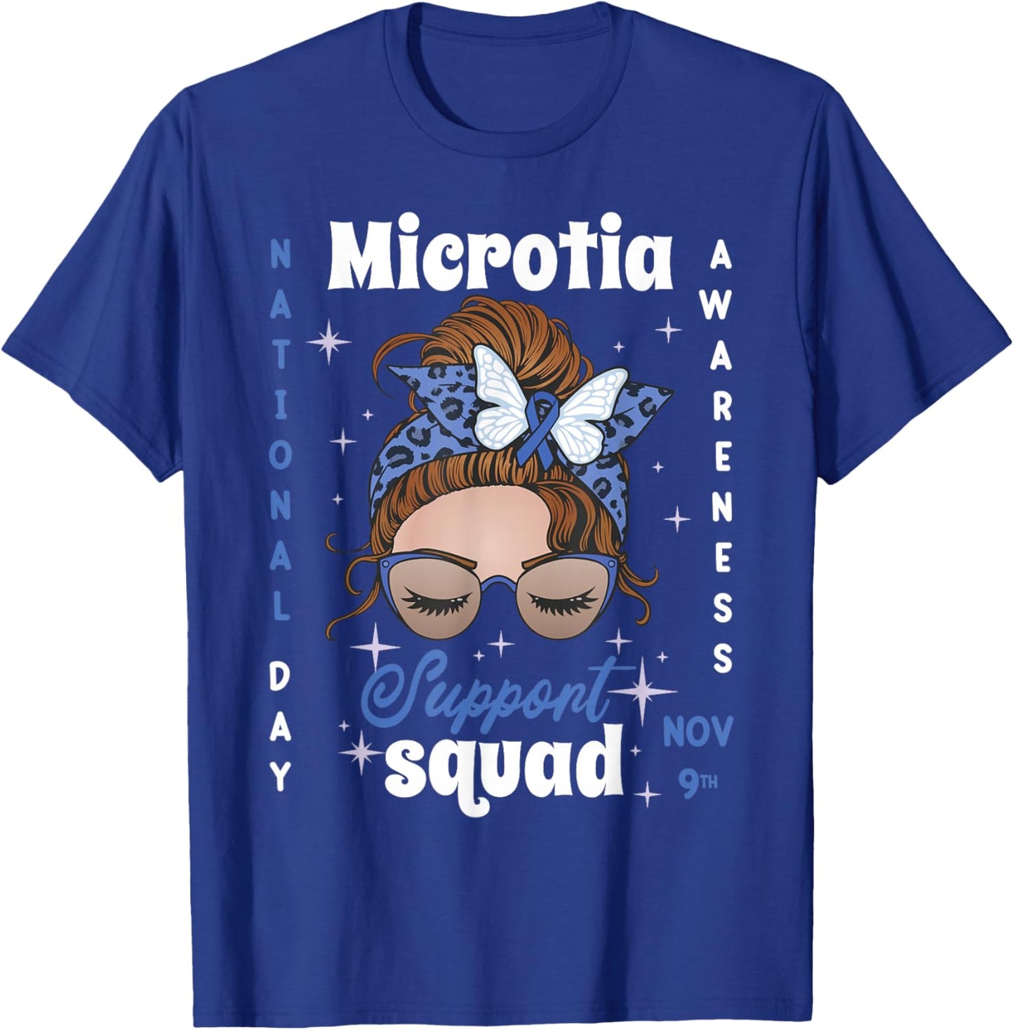 Microtia Awareness Day 2023 Blue Ribbon Family Support Fight T-Shirt - T-Shirt | Royal