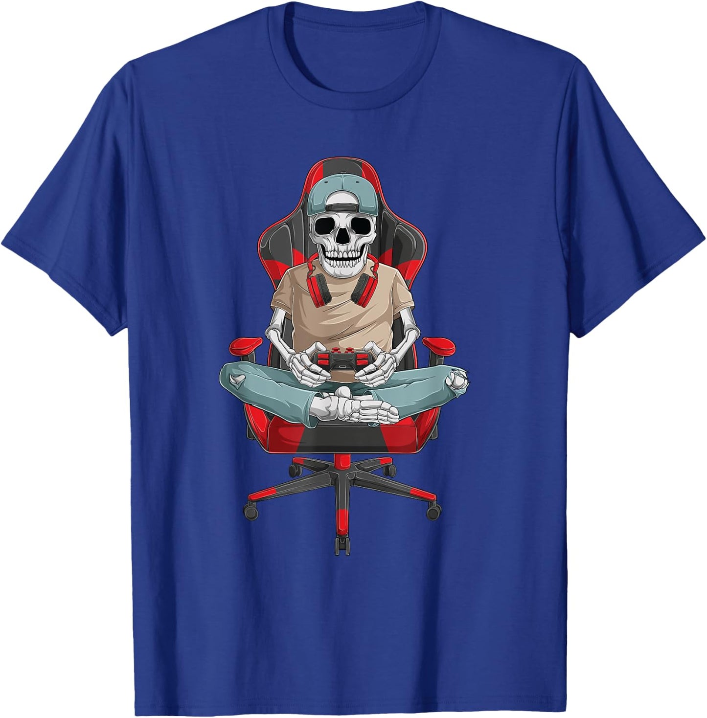 Halloween skeleton gamer video gaming boys men kids teens T-Shirt - T-Shirt | Royal