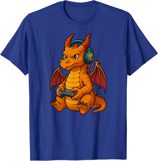 Orange Dragon Gamer Gaming Retro Videogames Boys Girls Kids T-Shirt - T-Shirt | Royal