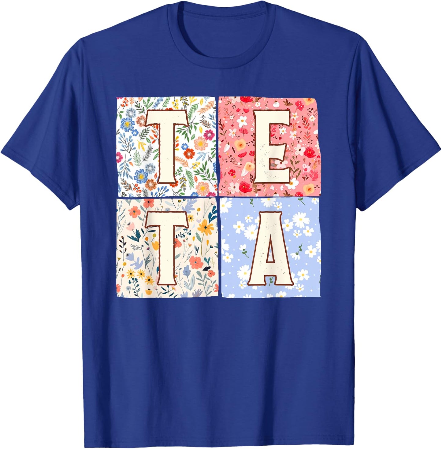 Teta Grandma Grandmother Mother's Day Boho Floral Flower T-Shirt - T-Shirt | Royal