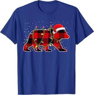 Red Buffalo Plaid Christmas Tree Light Bear Pajama Sweater T-Shirt - T-Shirt | Royal