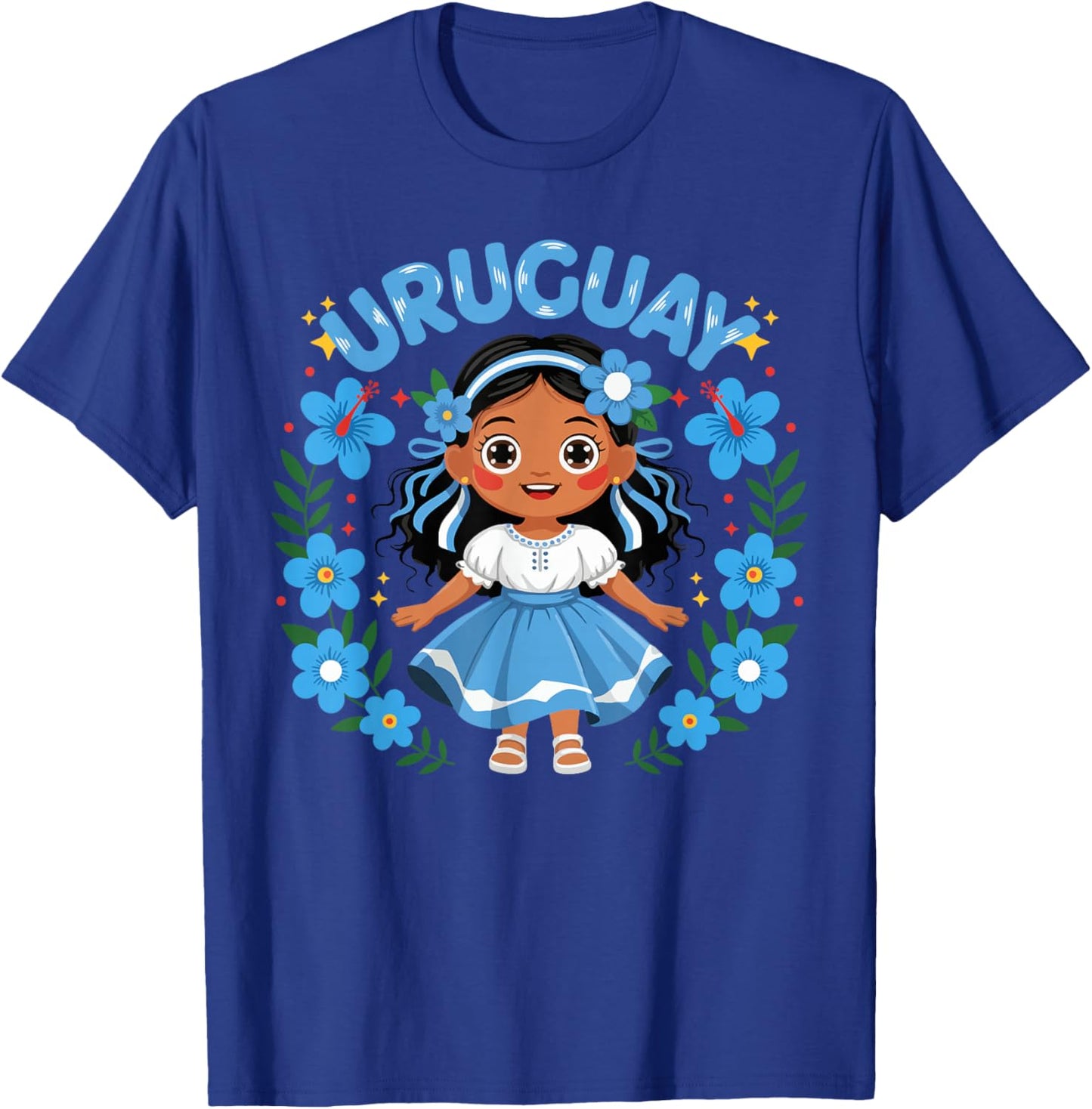 Uruguay Uruguayan Girl Traditional Dress Flowers T-Shirt - T-Shirt | Royal