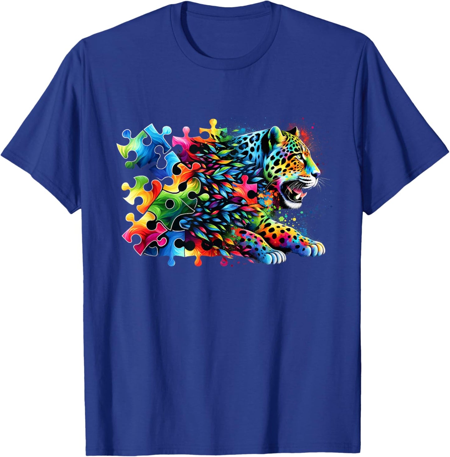 Jaguar Autism Awareness Month Autistic Colorful T-Shirt - T-Shirt | Royal