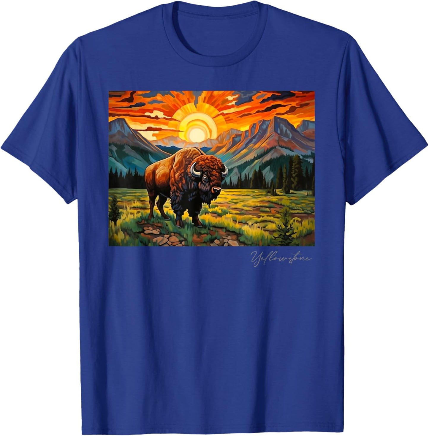 Yellowstone National Park Camping Hiking Outdoors Mountain T-Shirt - T-Shirt | Royal