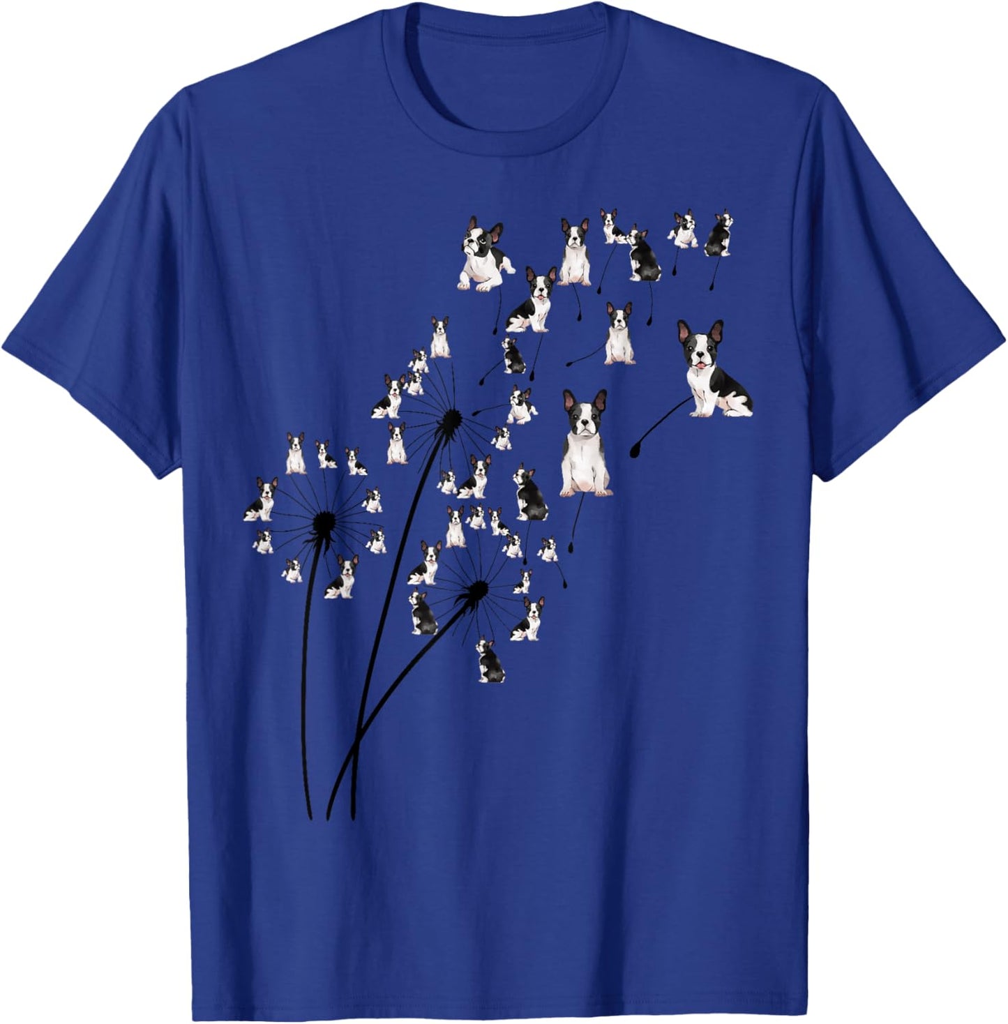 Dandelion Boston Terrier Flower, Floral Bostie Tree T-Shirt - T-Shirt | Royal