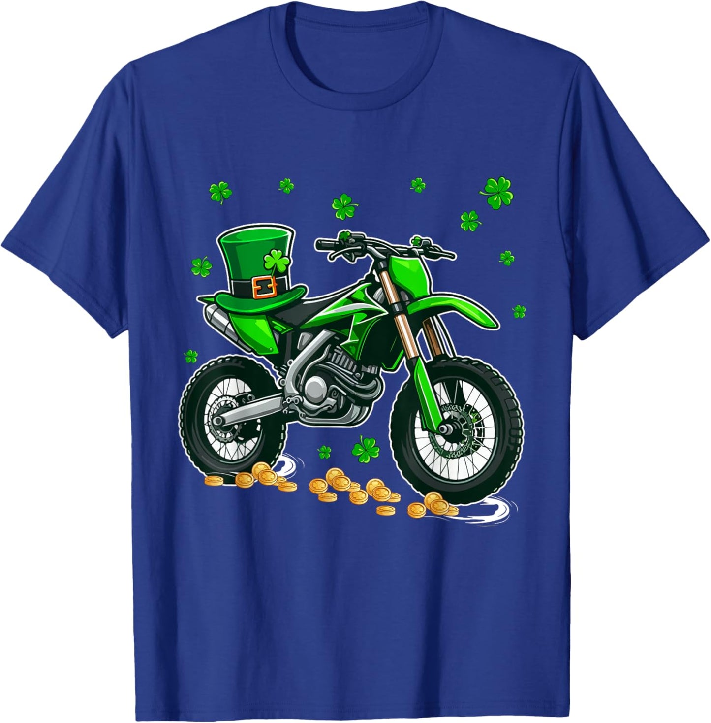 Patrick's Day Dirt Bike Shamrocks Lucky Patrick's Day Coin T-Shirt - T-Shirt | Royal