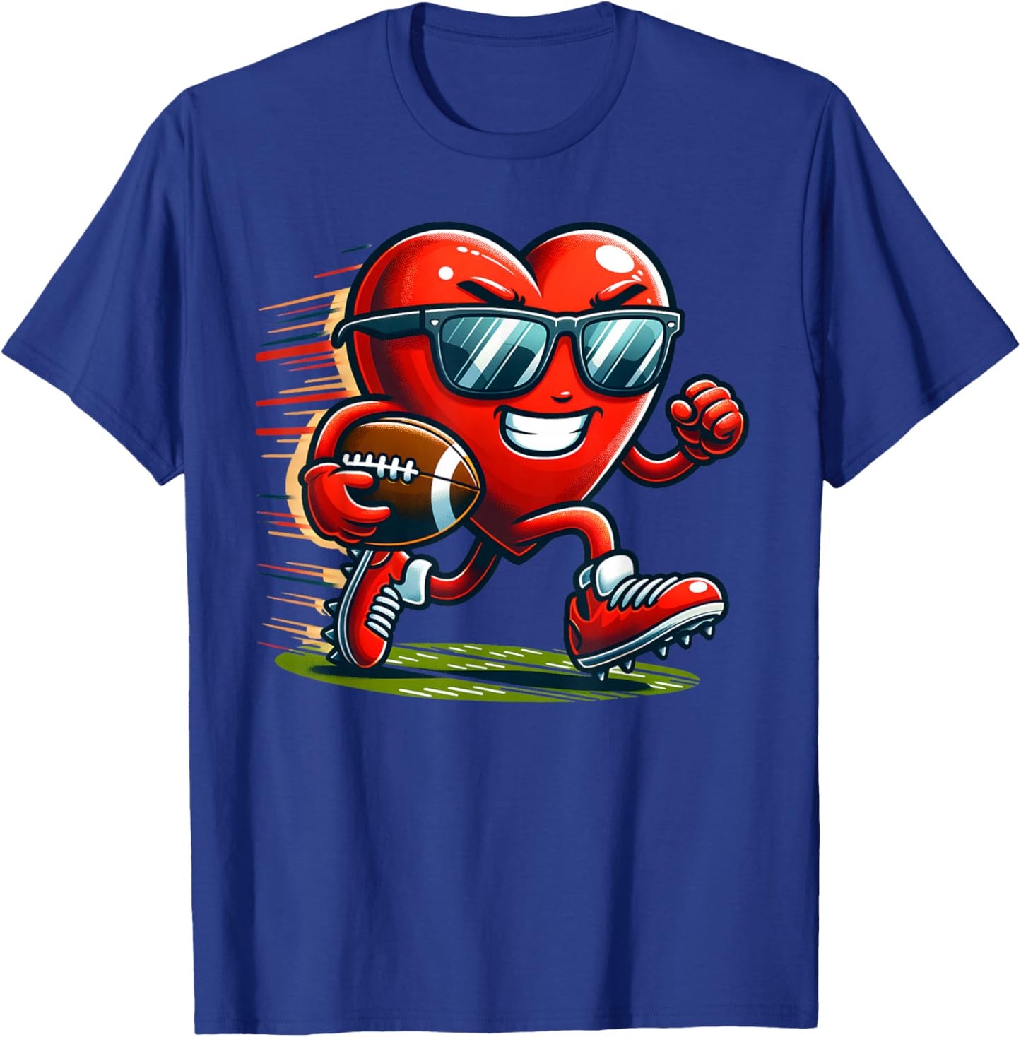 Valentine's Day Heart Team Football Player , Small T-Shirt - T-Shirt | Royal