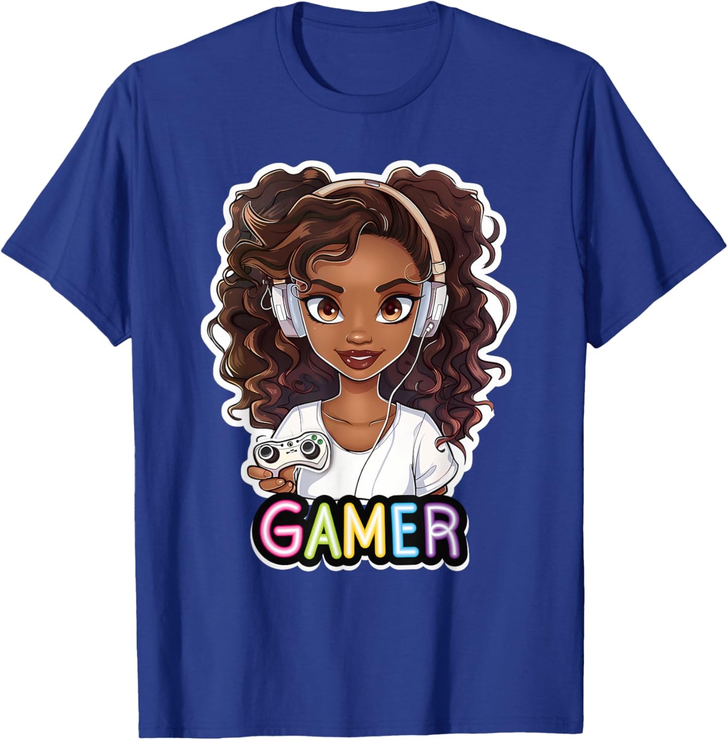 Black Girl Gamer Anime Melanin Sista Girl Afro Magic T-Shirt - T-Shirt | Royal
