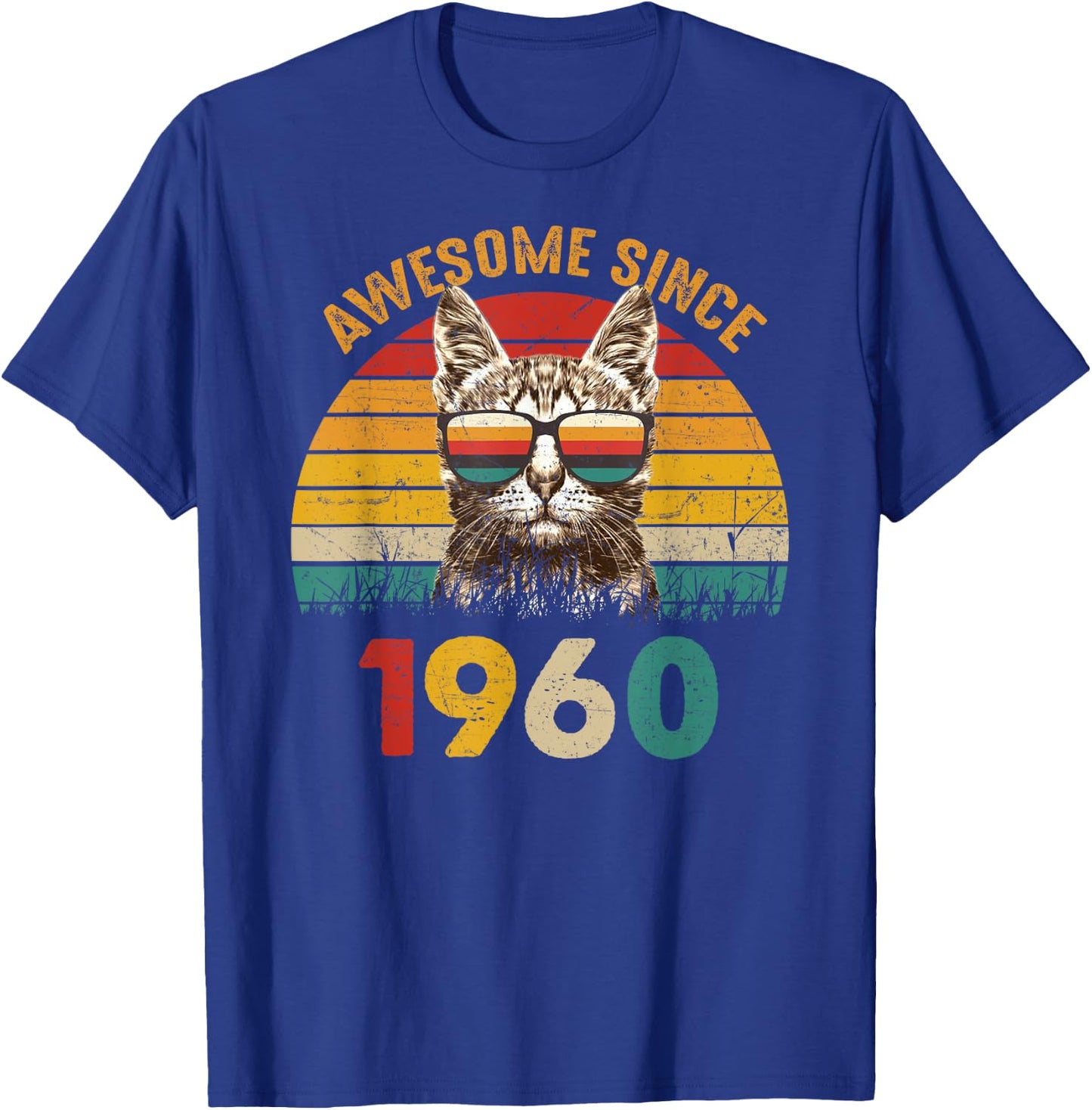 65th Birthday Gift Vintage Cat Lover Awesome Since 1960 Women T-Shirt - T-Shirt | Royal