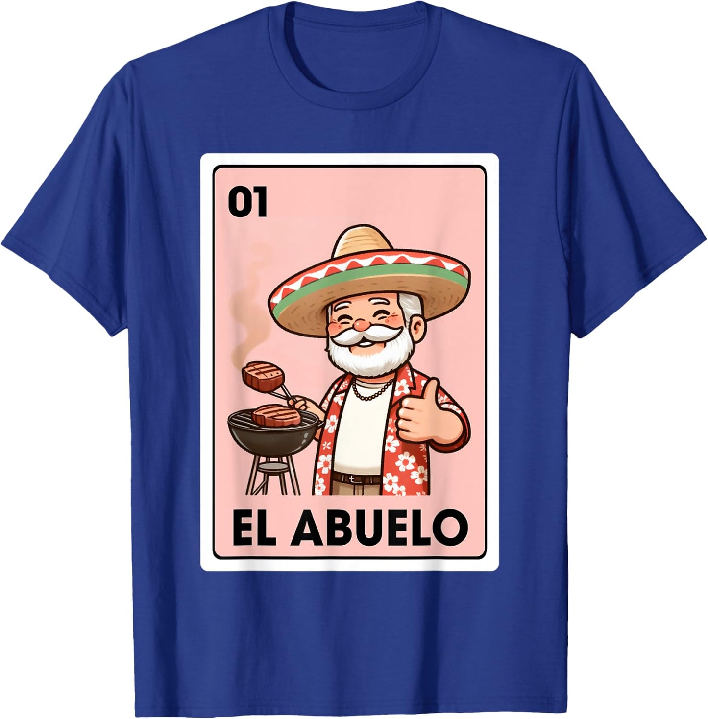 El Abuelo Grilling Grandpa Mexican Bingo Card T-Shirt - T-Shirt | Royal