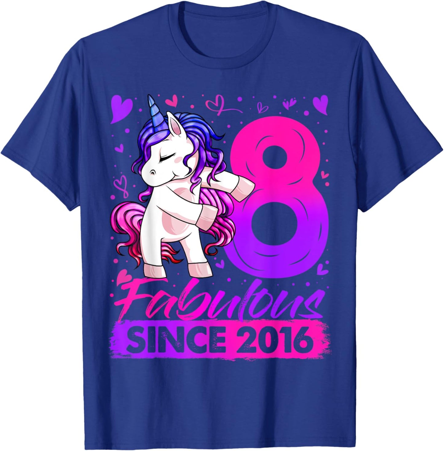 8 Years Old Flossing Unicorn Gifts 8th Birthday Girl Party T-Shirt - T-Shirt | Royal