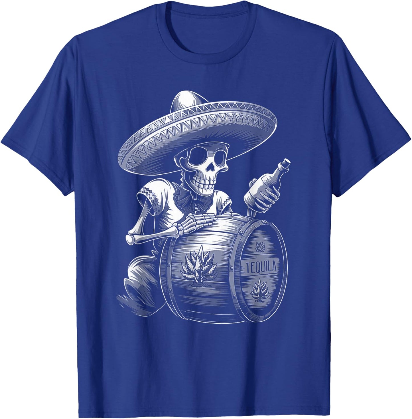 Mexico Vintage Skeleton Tequila Dia De Los Muertos Mexican T-Shirt - T-Shirt | Royal