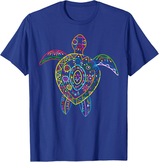 Turtle Graphic Sea Animal Vintage Hawaiian Turtle Summer T-Shirt - T-Shirt | Royal