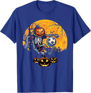 Halloween Skeleton Soccer Football Costume Boy Kids Men Teen T-Shirt - T-Shirt | Royal