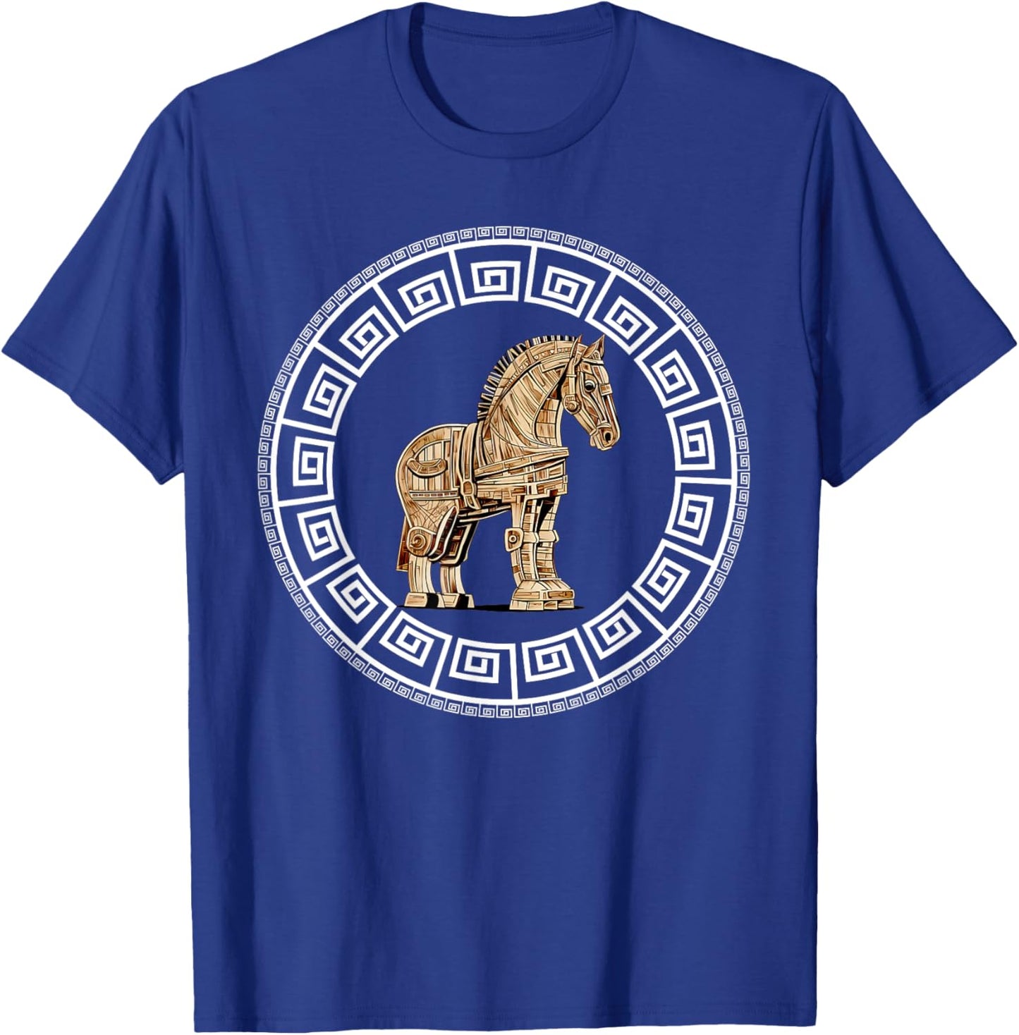 Greek Mythology Odyssey Greek History Trojan Horse Greek Key T-Shirt - T-Shirt | Royal