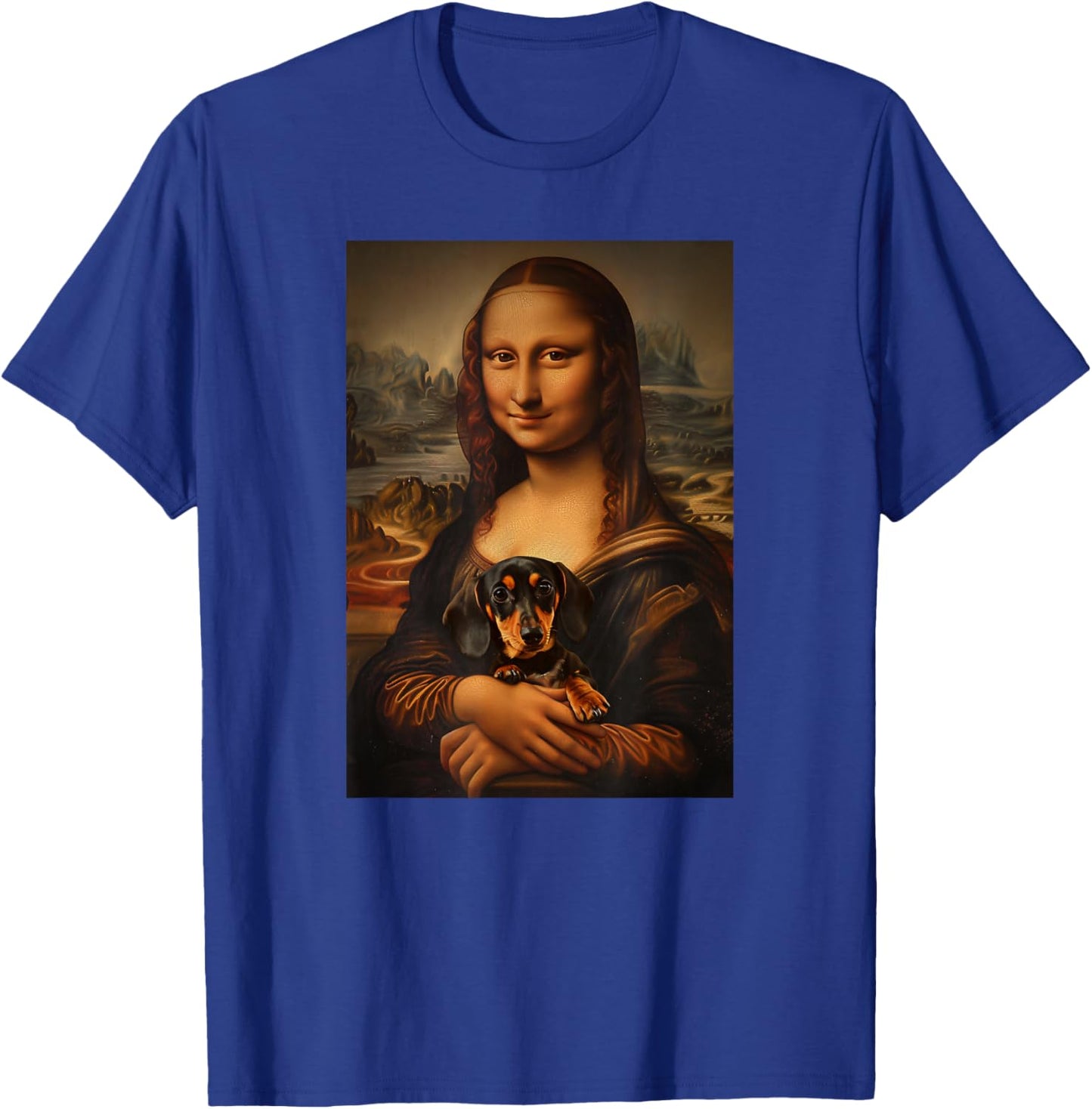 Dachshund Doxie Mona Lisa Painting Art Dog Mom Dad T-Shirt - T-Shirt | Royal