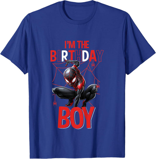 Kids Marvel Spider-Man Miles Morales I'm The Birthday Boy T-Shirt - T-Shirt | Royal