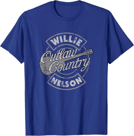 Official Willie Nelson Outlaw Country T-Shirt - T-Shirt | Royal