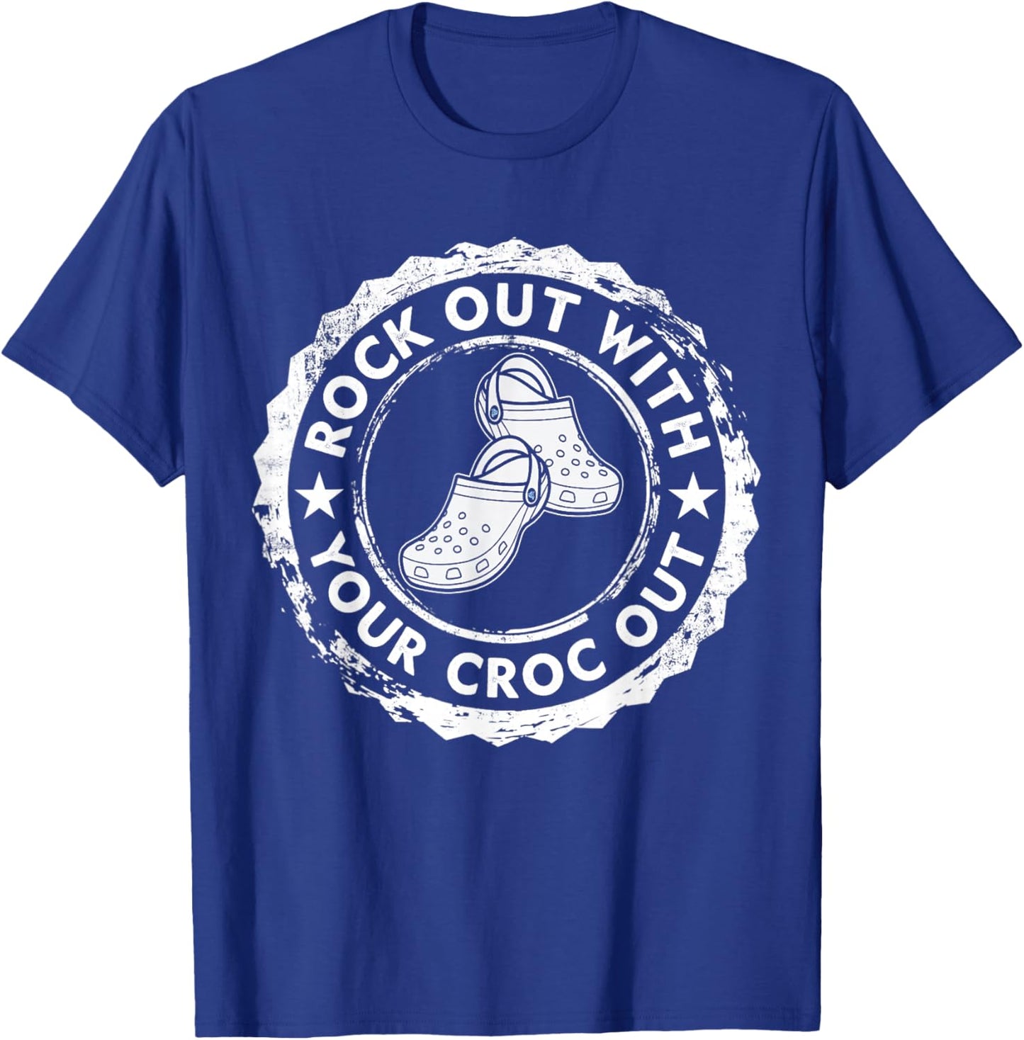 Distressed Retro Rock Out With Your Croc Out Nurse T-Shirt - T-Shirt | Royal