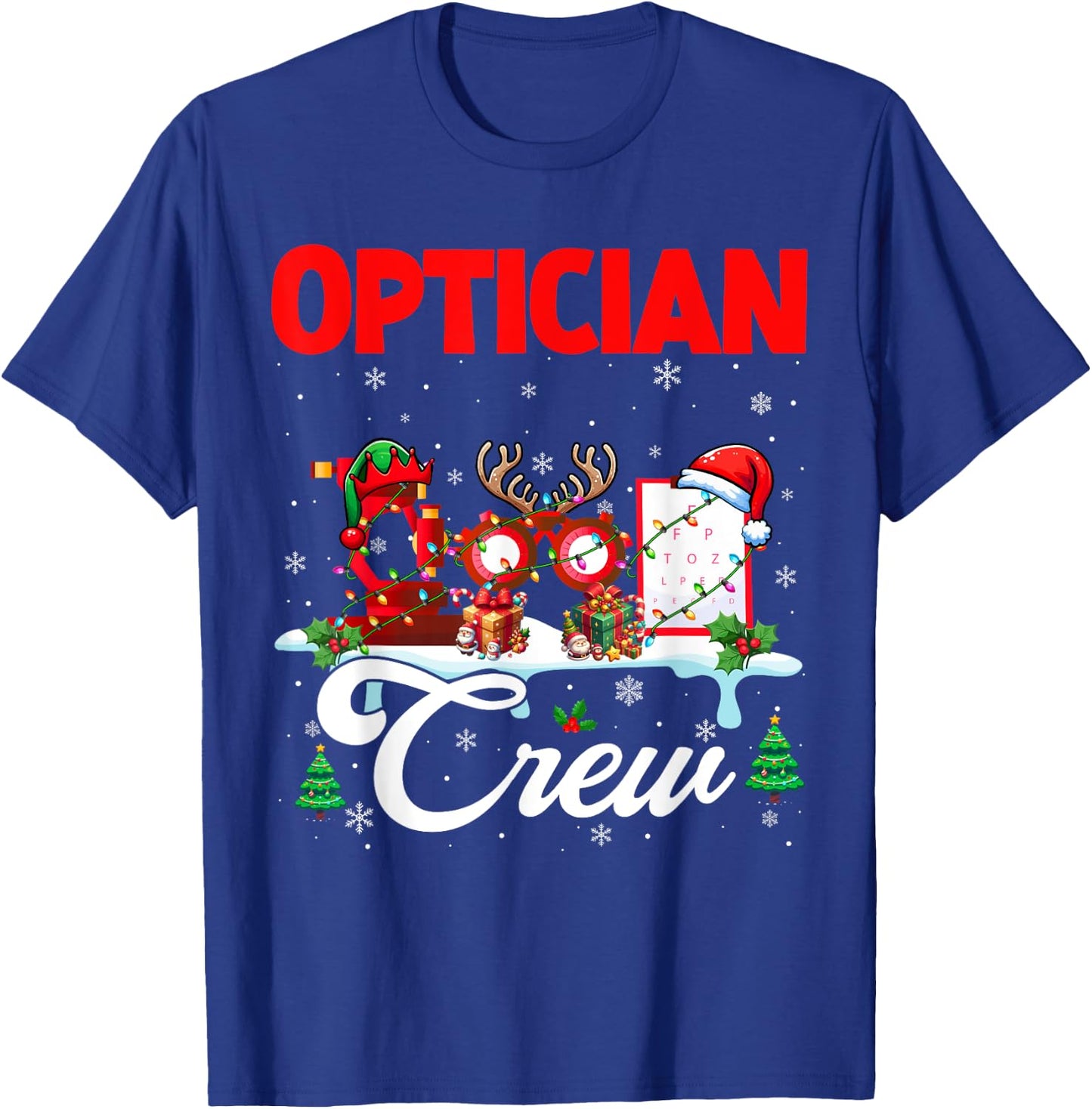 Optician Crew Christmas Santa Reindeer Elf Tools Job Team T-Shirt - T-Shirt | Royal
