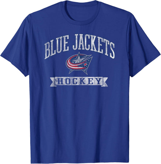 Columbus Blue Jackets Vintage Hockey Dark Heather Licensed T-Shirt - T-Shirt | Royal