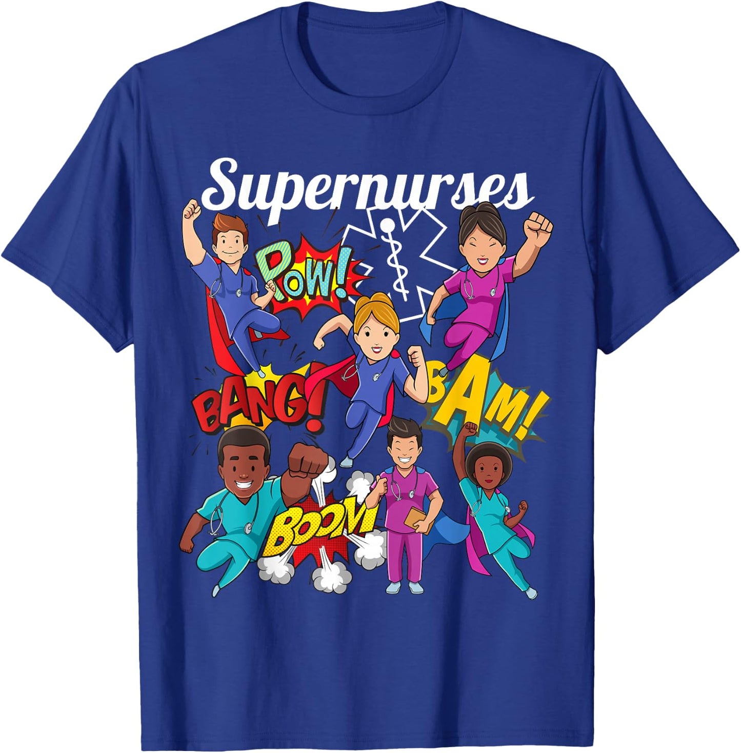 Supernurses Super Hero Comic Superhero Style RN Nursing Gift T-Shirt - T-Shirt | Royal