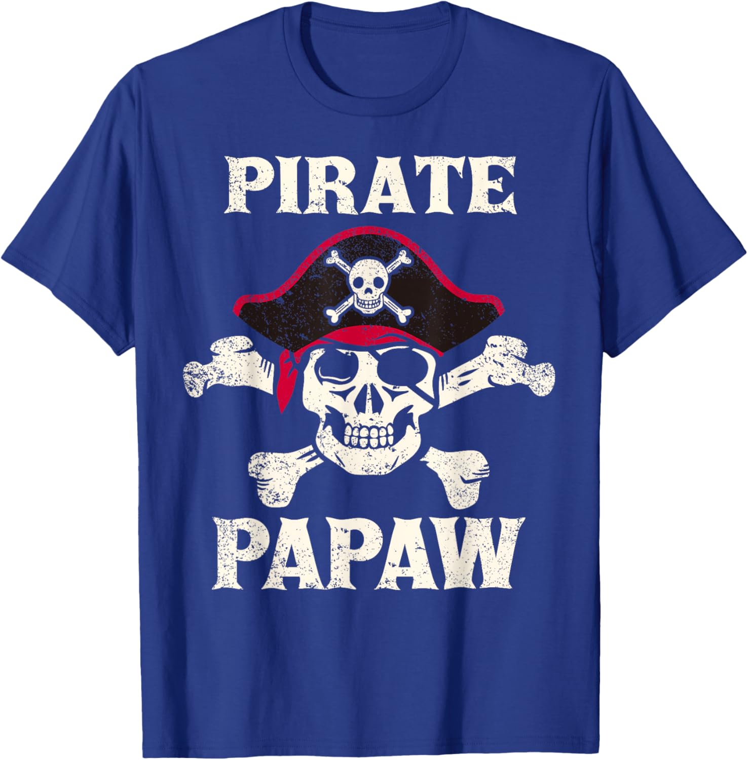 Pirate Papaw Skeleton Captain Funny Skull Pirate Papaw T-Shirt - T-Shirt | Royal
