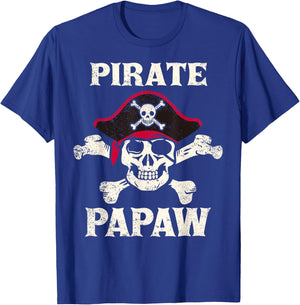Pirate Papaw Skeleton Captain Funny Skull Pirate Papaw T-Shirt - T-Shirt | Royal