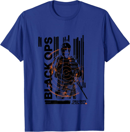 Call Of Duty Black Ops Soldier Silhouette Distressed Logo T-Shirt - T-Shirt | Royal